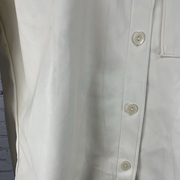 Abercrombie & Fitch Ivory Faux Leather Oversized Shacket Jacket Size Small S - Picture 8 of 15